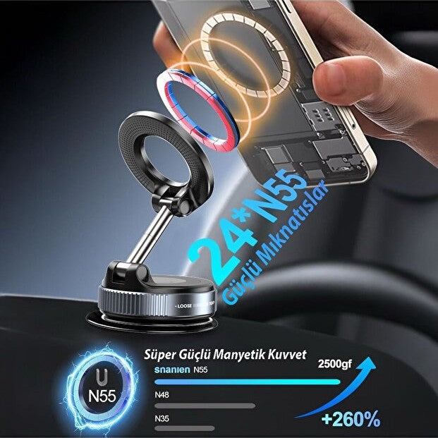 Magnevo Manyetik-Vakumlu Araç Telefon Tutucu